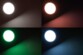 Les différentes couleurs de lumière émisent par le spot LED RGB et blanc chaud Itius.