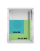 Schématisation par deux rectangles du format des cartes-mères compatibles, vert pour Micro ATX et bleu pour Mini ITX