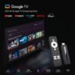 Affiche noire indiquant les différentes caractéristiques techniques de la clé TV HDMI Google TV 4K KD3 avec les plateformes de streaming compatibles (Netflix, Disney+, YouTube et Amazon Prime Video)