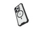 Vue de biais de la coque Air 2.0 Raptic installée sur un iPhone 15 Pro avec protection des boutons latéraux et cercle aimanté au centre de la coque pour chargement sans fil compatible MagSafe et chargeur sans fil