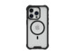 iPhone 15 Pro coloris blanc équipé de la coque de protection Air 2.0 coloris noir et transparent de la marque Raptic