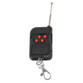 Télécommande noire avec 4 boutons de commande rouges, antenne et mousqueton pour fixation à un porte-clés