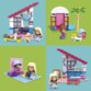 4 univers Barbie décrits en 4 images avec maison en 2 parties, plage pliable et Barbie photographe 