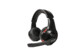 Micro-casque filaire coloris rouge et noir de la marque The G-Lab avec arceau de tête réglable, oreillettes rembourrées et microphone rabattable