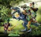 Scène de combat playmobil dinosaure et combattant