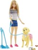 Barbie Famille avec laisse et accessoires, jouet pour enfant, DWJ68