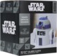 Réveil électrique rechargeable R2-D2 Star Wars avec câble USB dans son emballage cubique cartonné couleur noir