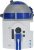 Côté droit du robot D2-R2 avec détail de ses membres électroniques blancs, bleus et gris comme dans la saga Star Wars