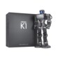Robot K1 Pro Robosen coloris gris mat droit debout à côté de son emballage carré de la même couleur