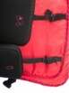 Zoom sur l'intérieur rouge rembourré en polyester du sac à dos gaming avec pochette de rangement pour manette de console et pochette pour souris toutes deux amovibles par système de clips