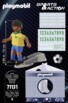 Vue arrière boîte Playmobil sports et action footballeur brésil