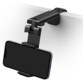 Support smartphone noir accroché à une paroi fine par clip et déplié à 90° pour maintenir un smartphone éteint via pince de fixation