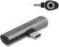 Adaptateur audio USB-C mâle vers jack stéréo 3,5 mm et USB-C femelle de la marque DeLock