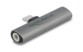 Adaptateur horizontal DeLock coloris gris avec connecteur central USB-C, connecteur gauche jack stéréo femelle 3,5 mm et connecteur droit USB-C femelle