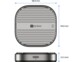 Boîtier de protection carré Storeva coloris gris sidéral pour disque dur externe avec dimensions annotées