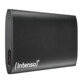 Vue de biais côté gauche du disque dur SSD Intenso avec voyant LED et port Micro-USB