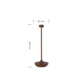 Lampe de table à intensité variable coloris acier corten avec diamètre 85 mm et hauteur 254 mm annotées