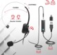 Micro-casque coloris noir flexible et ajustable avec micro rotatif avec câble jack 1,5 m, câble de rallonge USB avec télécommande 50 cm et adaptateur USB-C