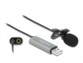 Micro-cravate USB DeLock avec bonnette en mousse, prise jack 3,5 mm et connecteur USB-A