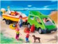 Voiture familiale avec remorque porte-bateaux et 5 figurines Playmobil