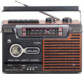 Radio-cassette Inovalley vue de face avec antenne relevée cadran MW SW FM et port USB SD pour lecture MP3
