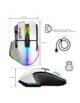 Dimensions, autonomie, poids et câble affichés autour de la souris gaming sans fil SOG