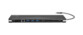 Station d'accueil USB-C Sandberg gris métal avec câble tressé et ports VGA HDMI DisplayPort