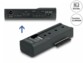 Vue sur le panneau de commande avec boutons de commande et voyants LED et vue sur le connecteur PCIe, SATA et M.2 de la station d'accueil USB-C pour disque avec fonction clonage de mémoire 