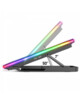Schématisation du réglable de l'inclinaison de 7 à 50° de la tablette de refroidissement avec contour LED multicolore