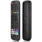 Télécommande noire pour TV HISENSE sous deux angles, avec pavé numérique, touche directionnelle OK et raccourcis streaming