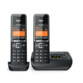 2 téléphones fixes DECT coloris noir avec répondeur et station
