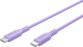 Câble USB-C vers USB-C Goobay en silicone lilas avec connecteurs argentés à fentes de flexion
