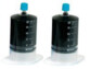 Deux seringues industrielles BOSCH 60 ml noires avec graduations blanches et bouchon bleu