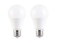 Deux ampoules LED E27 blanc du jour de 9 watts avec 3 niveaux de luminosité réglables.