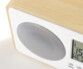 mini radio reveil fm design bois clair avec heure date temperature