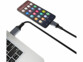 Mise en situation d'un smartphone Android branché à un PC portable par câble USB