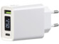 Chargeur secteur USB-A et USB-C 30 W avec indicateur sur écran LED - Blanc