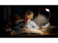 Lampe de lecture CCT rechargeable mise en situation sur un bureau avec un enfant qui lit