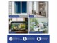 Infographie montrant les utilisations d'une petite caméra de surveillance blanche. Quatre photos illustrent son placement sur des vitres de fenêtres, dans une armoire, devant un aquarium et sur une paroi de verre de bureau. Le bandeau inférieur présente t