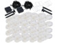 Pack de 2 guirlandes solaires à LED avec 50 lampions, 50 supports en plastique, cellule solaire, piquet et mode d'emploi en français