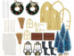 Pack de 2 kits de décoration de Noël avec 2 portes, 2 fenêtres, 2 échelles, 2 couronnes, 2 balais, 4 sapins de Noël (2 grands et 2 petits), 2 paillassons, 4 bottes, 2 lampes à huile, 2 colles (6 ml chacune), 2 patchs adhésifs et mode d'emploi en français