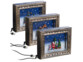 3 cadres décoratifs de Noël avec LED, musique et neige intitulés "Père Noël et cadeaux", "Village de Noël" et "Bonhommes de neige"