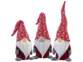 Pack de 3 lutins décoratifs à piles coloris rouge avec nez lumineux, bras mobiles et bonnet pliable