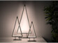 3 sapins de Nöel LED blanc chaud de table minimalistes en 3 tailles différentes allumés dans le noir