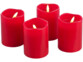 4 bougies factices à LED télécommandées coloris rouge placées les unes à la suite des autres en décalé