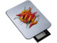 Balance de cuisine numérique en acier inoxydable avec écran LCD escamotable mise en situation avec piments