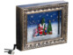 Vue de biais du cadre de Noël avec motif 3D rempli de flocons de neige et d'eau et câble d'alimentation USB branché