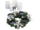 Couronne de l'Avent avec ornements argentés et 4 fausses bougies LED blanches avec télécommande