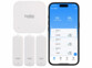 3 capteurs température et humidité étanche avec passerlle wifi et smartphone sur le coté montrant l'application