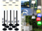 Pack de 8 lampes sur pied solaires télécommandées LED RVB CCT de la marque Lunartec